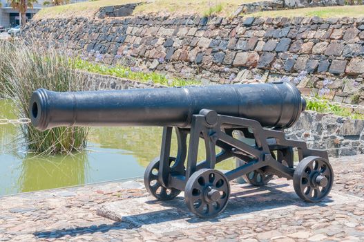 Historic old cannon at the entrance to the Castle of Good Hope in Cape Town