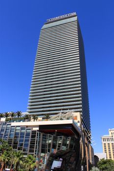 The towering Cosmopolitan Hotel on the Las Vegas Strip.