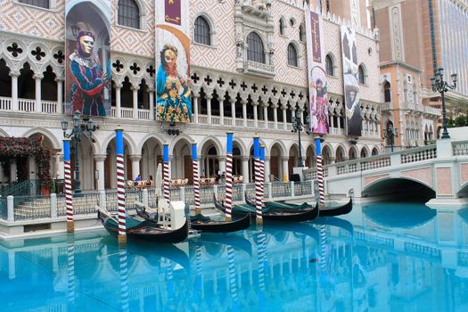 Gondola rides at the Venetian Hotel and Casino in Las Vegas on the famous Strip