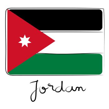 Jordan country flag doodle with title text isolated on white