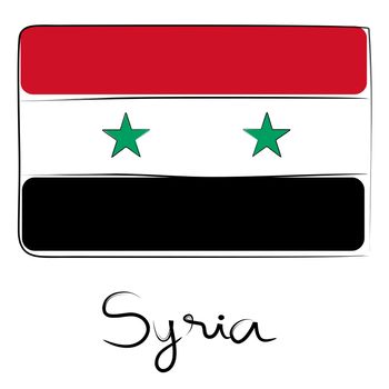 Syria country flag doodle with title text isolated on white