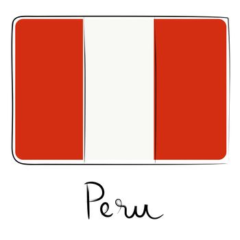 Peru country flag doodle with title text isolated on white