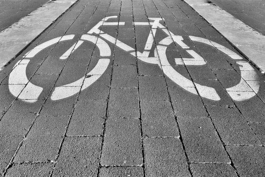 Cycling track with a drawing of a bicycle