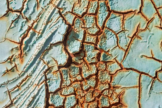 texture of old green peeling paint on metal wall