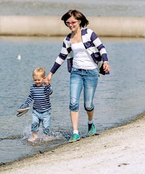 Lovely portrait of a mother and son outdoor