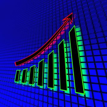 Business chart - neon light. Abstract 3d illustration.