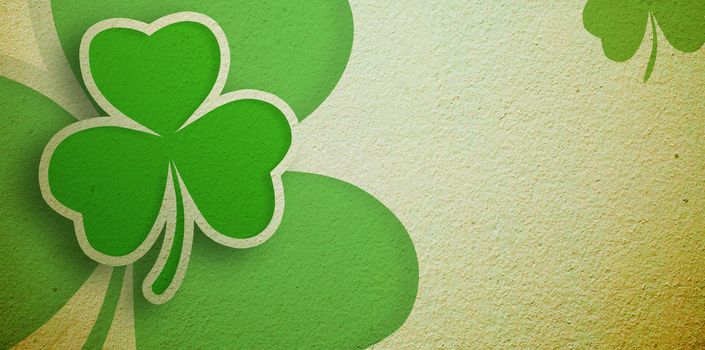 Green shamrocks on a wall design