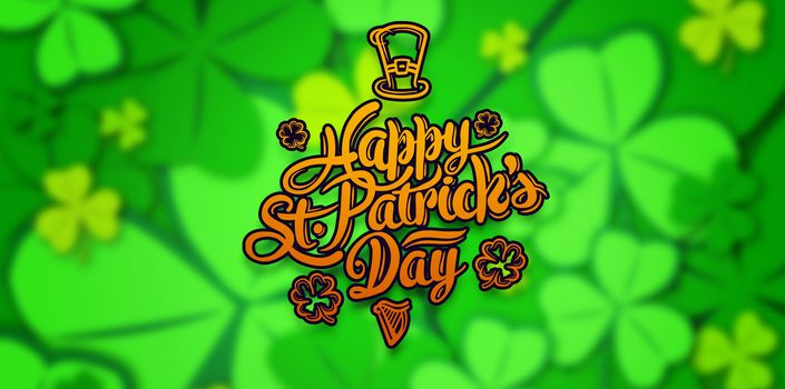 patricks day greeting against shamrock pattern