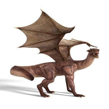 3D digital render of fantasy dragon isolated on white background