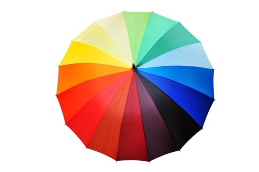 Opened multicolored umbrella isolated on a white background.