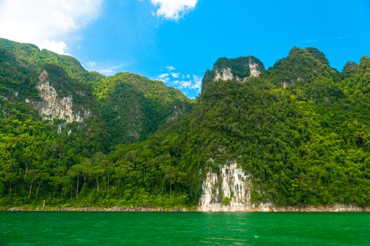 Landscape of lake and mountains among scenic natural beauty