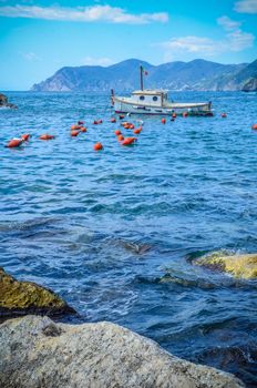 A Small Fishing Boat Of The Italian Cinque Terre Coast