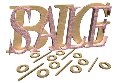 Glossy three-dimensional inscription Sale as a sign.