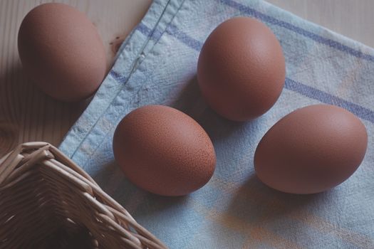 composition of eggs on an old cloth