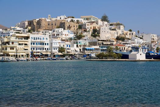 View on Naxos seen from the boat