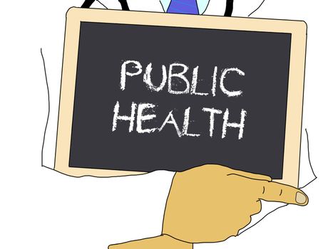 Illustration: Doctor shows information: Public health