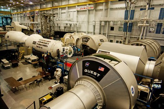 Houston, TX, USA - Jan. 23 2015: International Space Station at Johnson Space center mockup facility in Houston, TX.