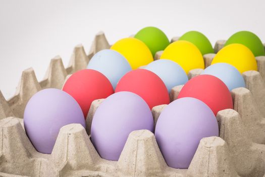 colorful of eggs for holiday easter festival on crate, can use as background