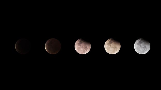 Lunar Eclipse, the moon with darkness sky in Thailand 2015