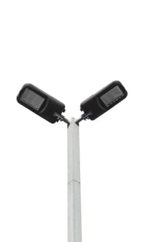 LED street lamps post on white background