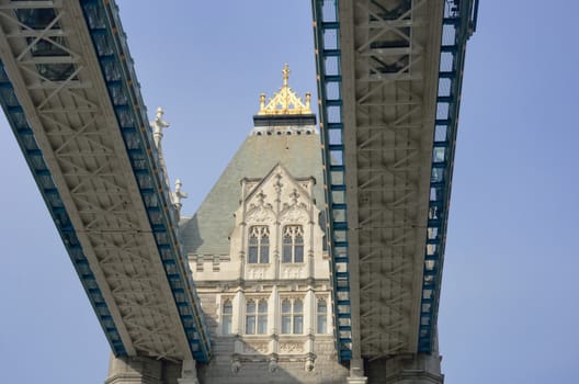 Looking up through tower bridge