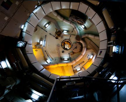 Houston, TX, USA - Jan. 23 2015: Zero gravity space station running exercise and storage module at NASA Johnson space center in Houston, TX.