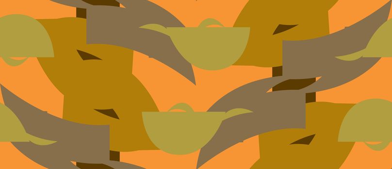 Background pattern of brown and green shapes over orange