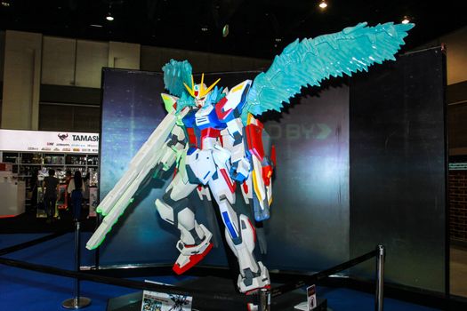 Bangkok - May 2: A Gundam model in Thailand Comic Con 2015 on May 2, 2015 at Siam Paragon, Bangkok, Thailand.