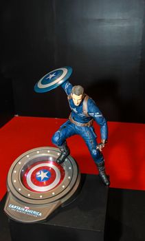 Bangkok - May 2: A Captain America model in Thailand Comic Con 2015 on May 2, 2015 at Siam Paragon, Bangkok, Thailand.