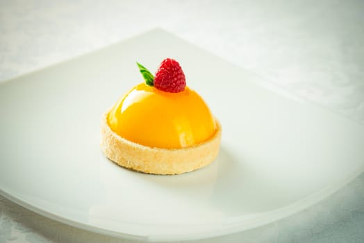 Sweet food dessert, cake on plate, white background