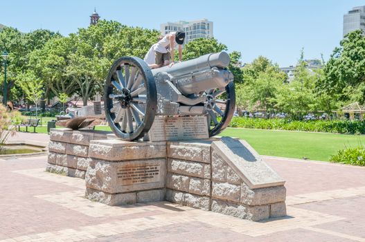 CAPE TOWN, SOUTH AFRICA - DECEMBER 18, 2014:  Memorial in the Company Gardens in memory of all artillerymen who died for their country