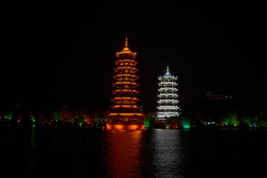 chinese towers pagodas of Guilin in Guangxi province  China