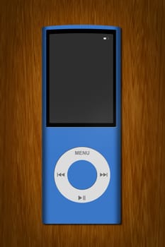 Illustration of apparatus mp3 on wood