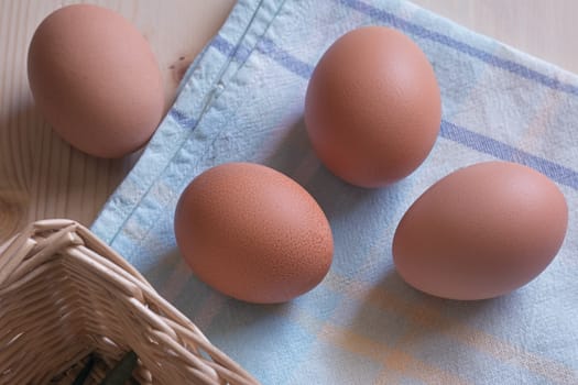 composition of eggs on an old cloth