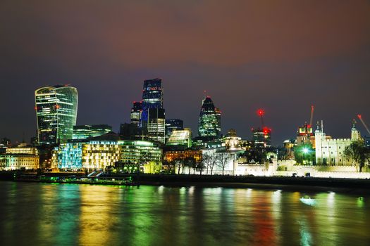 Financial district of the City of London in the night