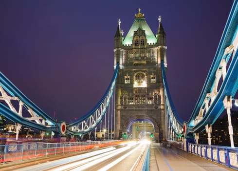 Tower bridge in London, Great Britain at the night time