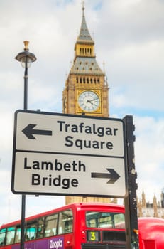 LONDON - APRIL 5: Street sign at the Parliament square in city of Westminster on April 5, 2015 in London, UK. It's a square at the northwest end of the Palace of Westminster in London.