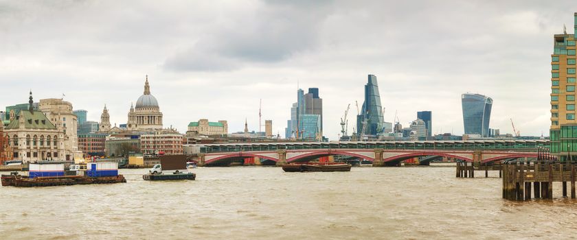 Panoramic overview of City of London with St Pauls Cathedral