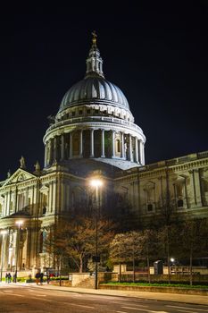 Saint Pauls cathedral in London, United Kingdom in the evening