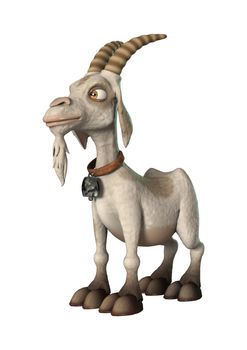 3D digital render of a cartton goat isolated on white background