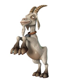 3D digital render of a cartoon goat isolated on white background