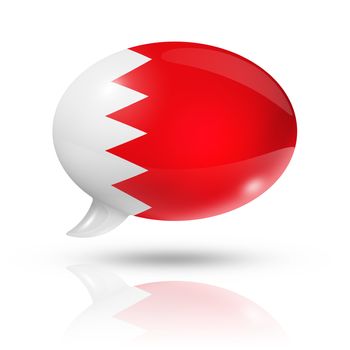 three dimensional Bahrain flag in a speech bubble isolated on white with clipping path