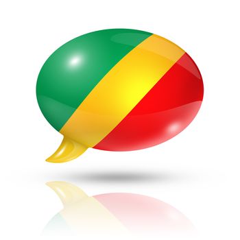 three dimensional Republic of the Congo flag in a speech bubble isolated on white with clipping path