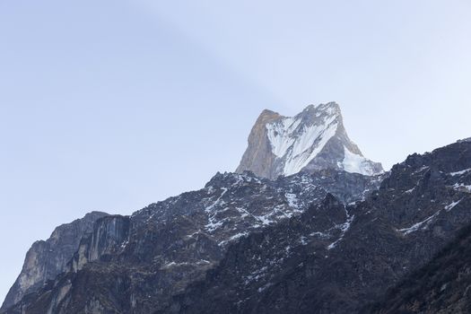 Fish Tail or Mt.Machhapuchhare in Annapurna Trekking Trail in Nepal.