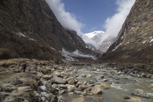 This is the landscape on Annapurna Trekking Trail in west Nepal.