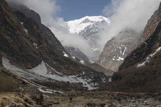 This is the landscape on Annapurna Trekking Trail in west Nepal.