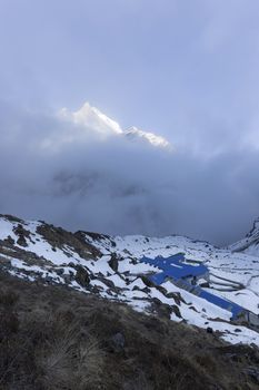 MBC or Machhapuchhare Base Camp in Annapurna Trekking Trail, Nepal. It is one of base camp before ABC (Annapurna Base Camp).