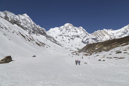 This is the landscape on Annapurna Trekking Trail in west Nepal.