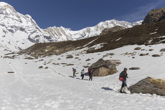 This is the landscape on Annapurna Trekking Trail in west Nepal.