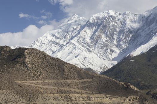 Jomsom city in lower Mustang district, Nepal. It is the center of Mustang.